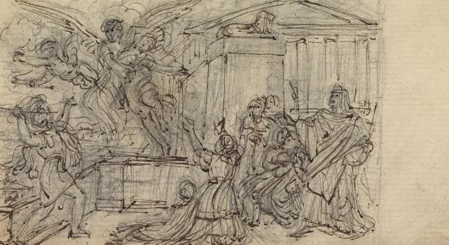 Study of a Woman, being Taken Away by a Winged Being