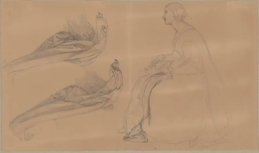 Study of a Lady Playing a Lute and Drapery for the Painting the Upbringing of Sigismund Augustus