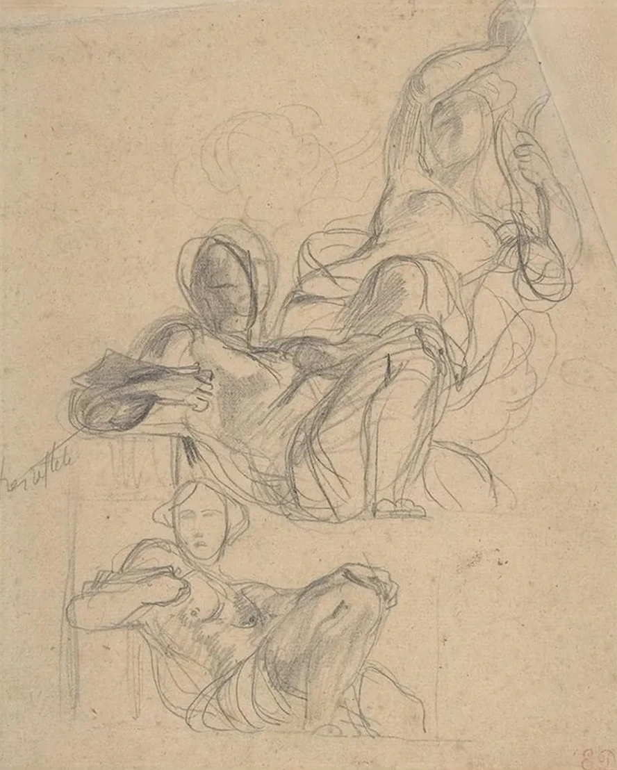 Study of a Reclining Figure, and a Seated Figure Holding a Lyre