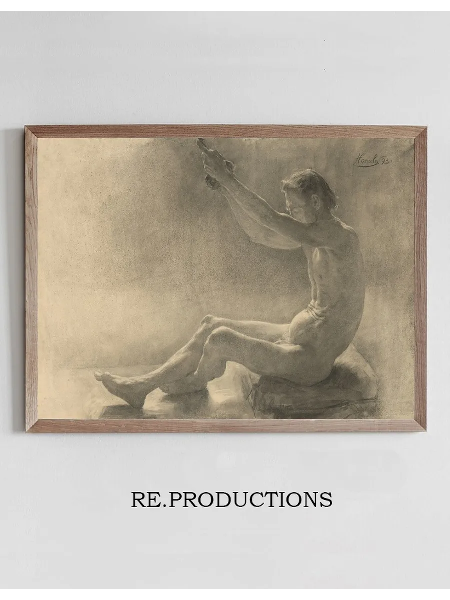 Study of a Sitting Male Nude with Arms Raised