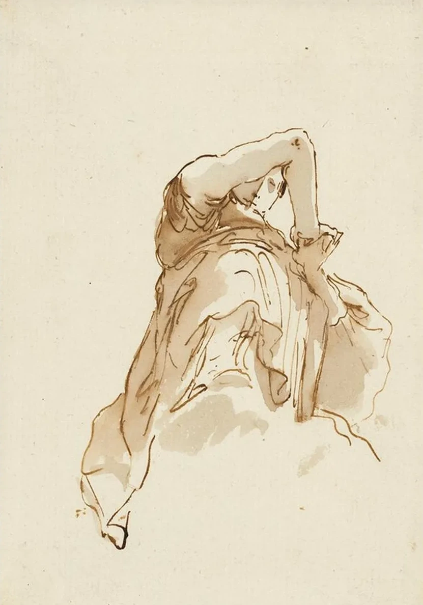 Study of a Woman Folding Her Hands, Seen from Below