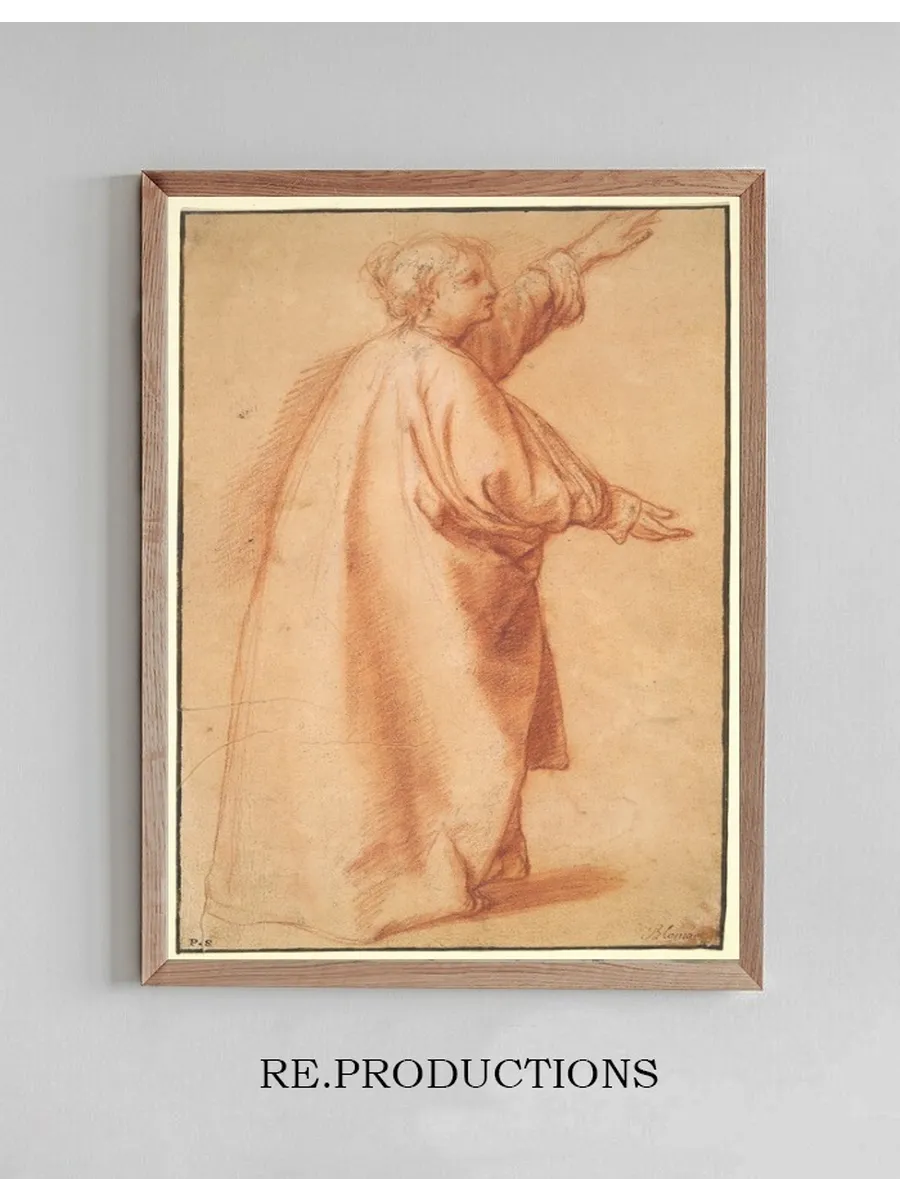 Study of a Woman in a Wide Mantle
