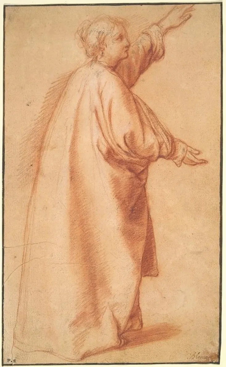 Study of a Woman in a Wide Mantle