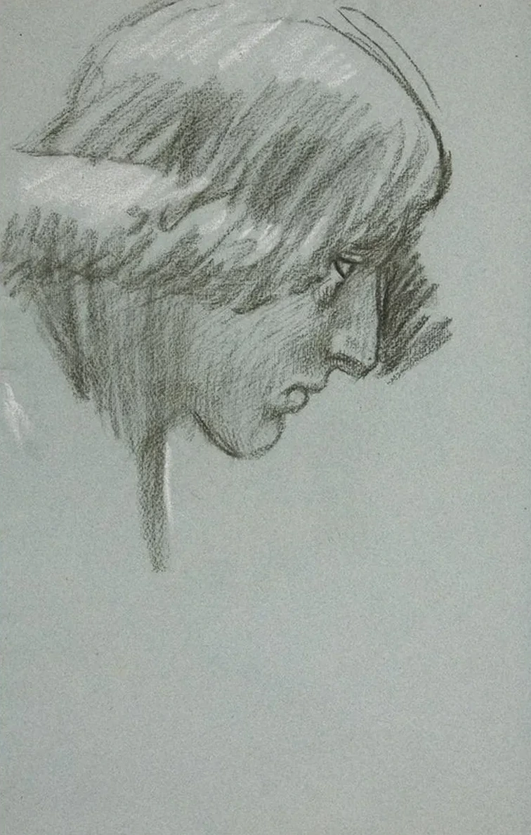 Study of a Young Man's Face, Inprofile