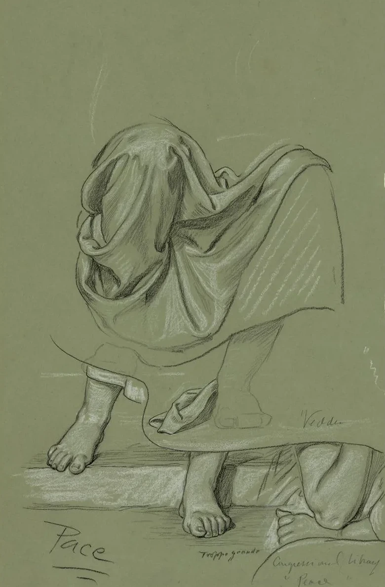 Study of Drapery and Details of Feet and an Elbow
