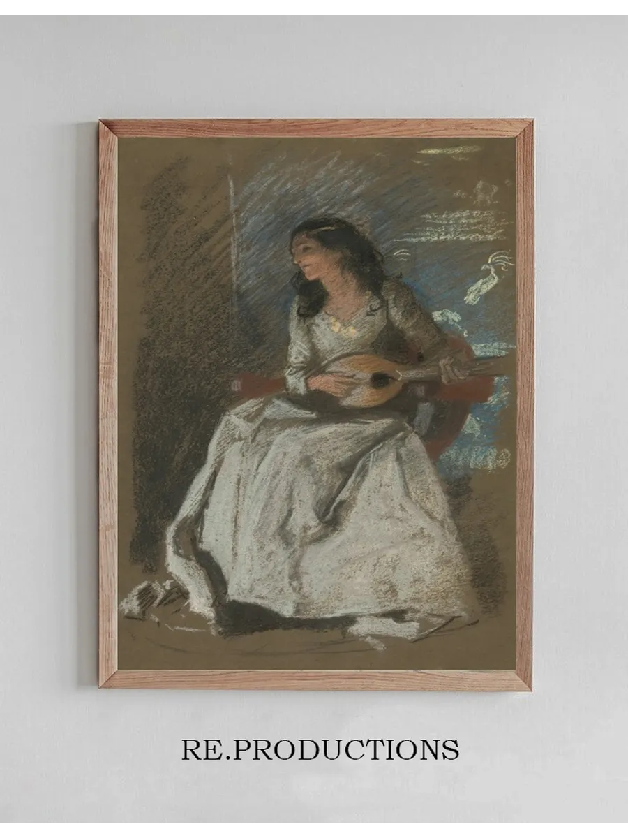 Study of Lady Playingmandolin
