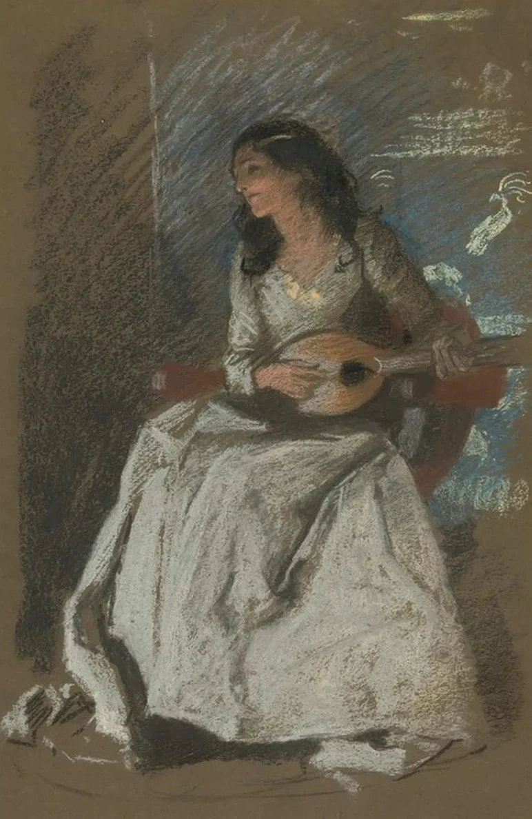 Study of Lady Playingmandolin