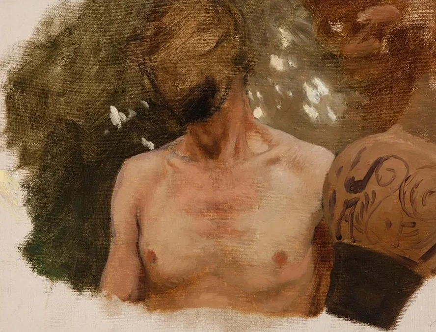 Study of the Bust of a Naked Youth with a Vase