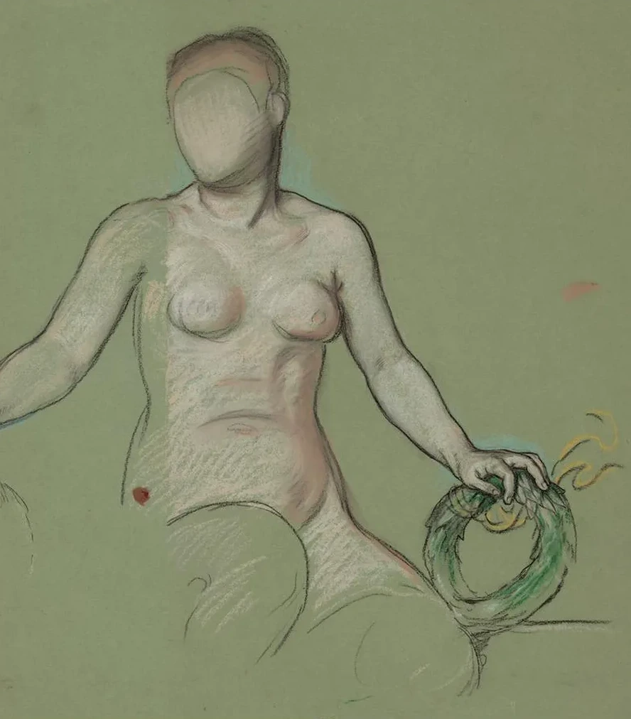 Study of the Figure of Peace in Peace and Prosperity Holding a Green Wreath