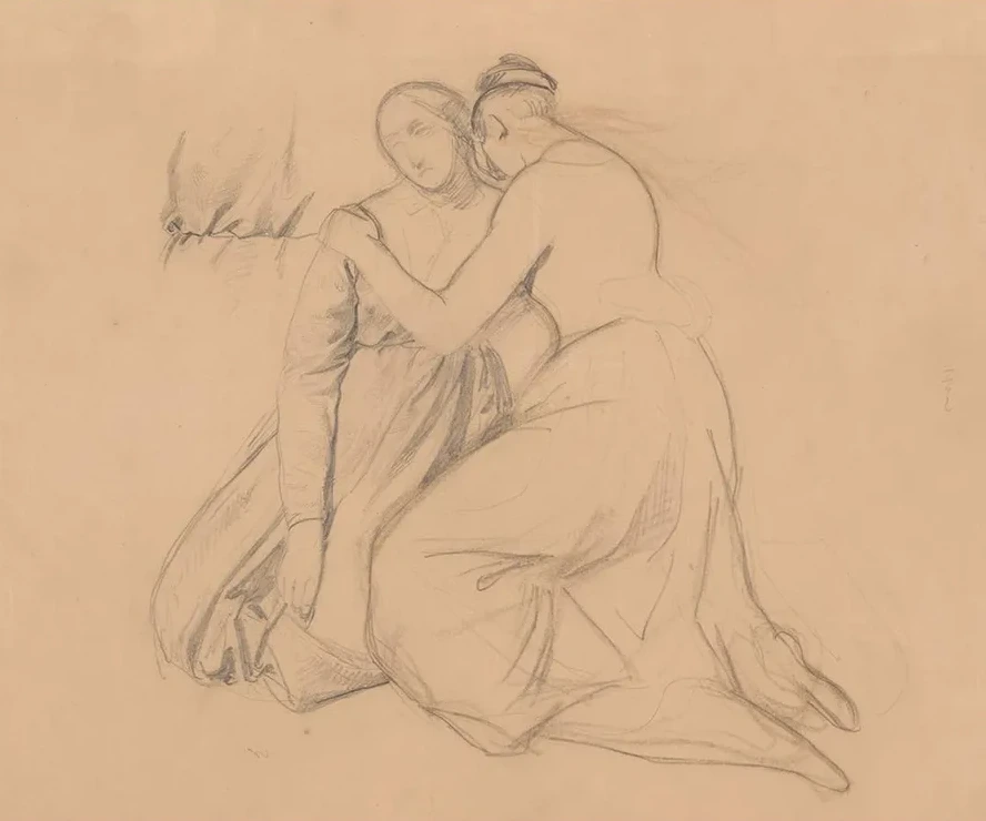Study of the Figure to the Group of the Virgin Mary and Mary Magdalene to the Painting Entombment