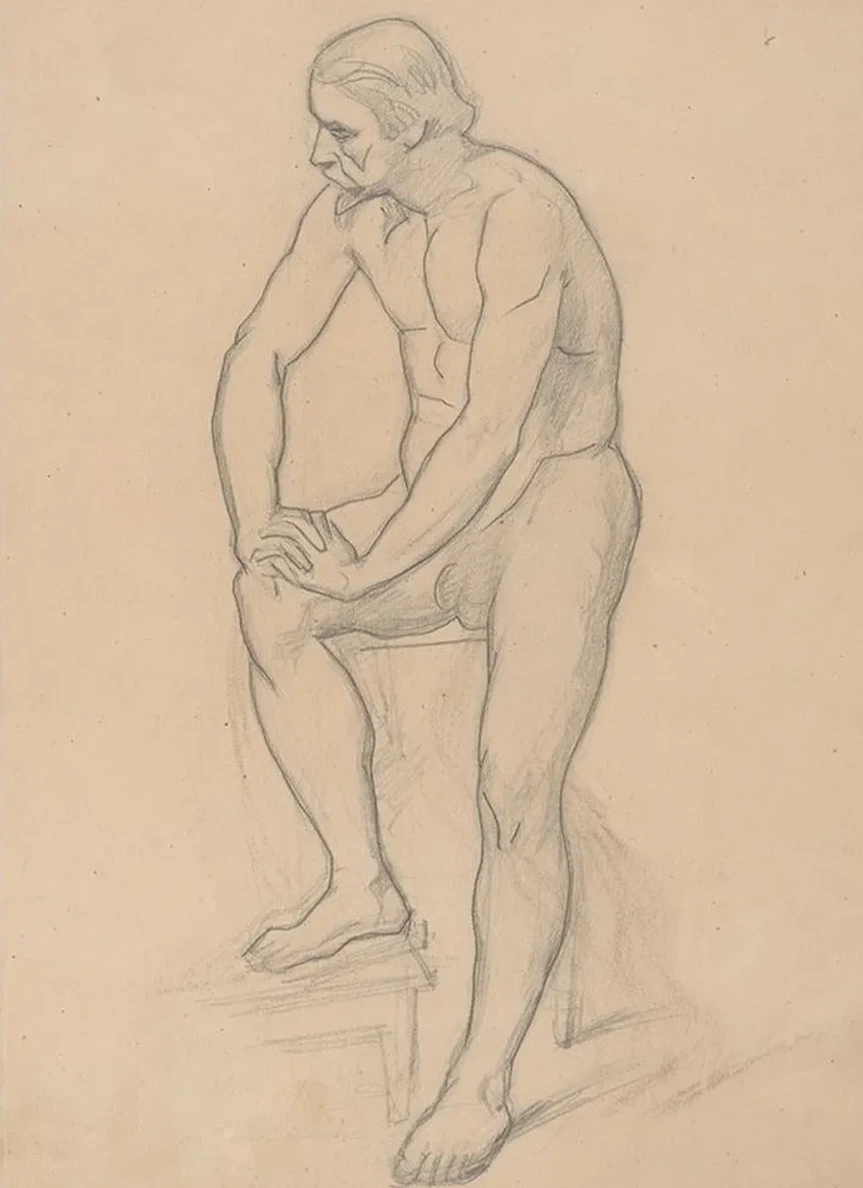 Study of the King Figure for the Painting Death of Barbara Radziwi (nude, Variant)