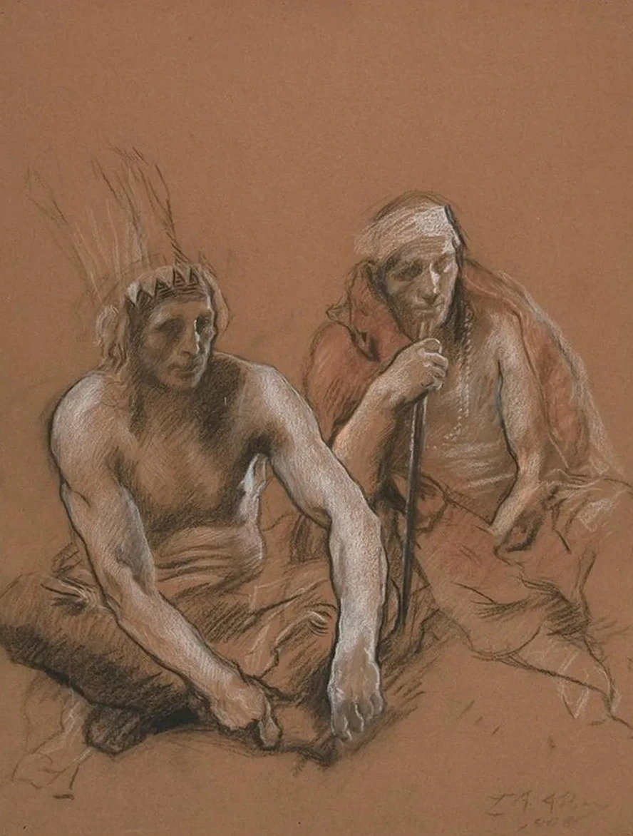 Study of Two Indians for Penn's Treaty, Mural at the State Capitol Building in Harrisburg,pennsylvania