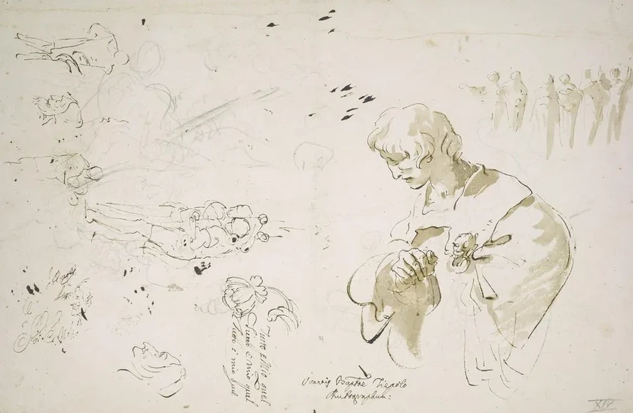 Study Sheet with a Young Man in Profile, Looking Left Studies of Figures and Heads