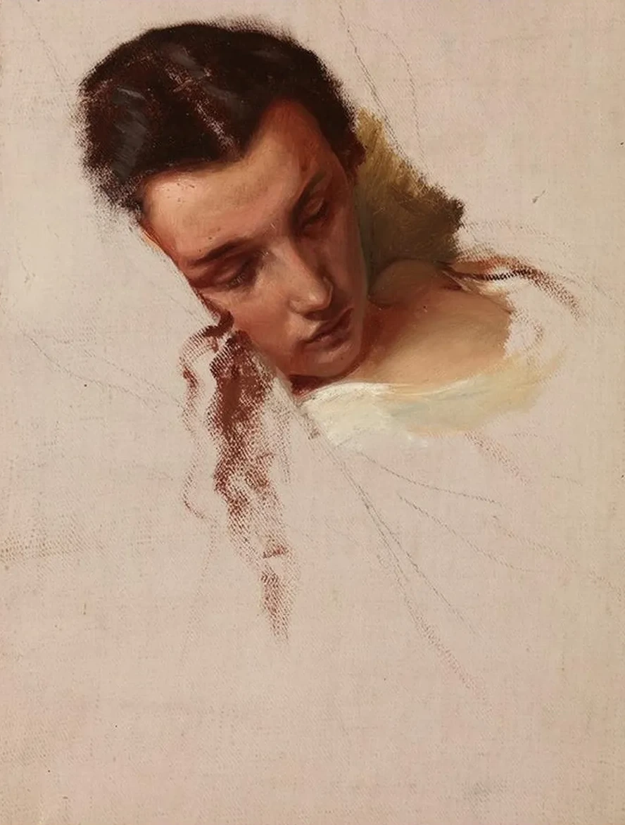 Study to the Painting The Death of Barbara Radziwi Head of Quinn Barbara