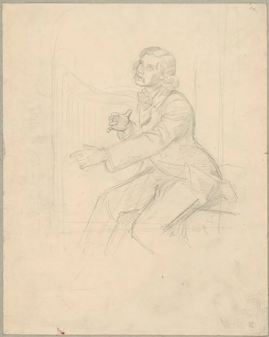 Study to the Painting King David Playing the Harp
