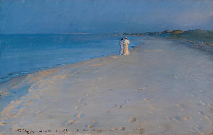 Summer Evening at the South Beach, Skagen. Anna Ancher and Marie Kr Yer (study)