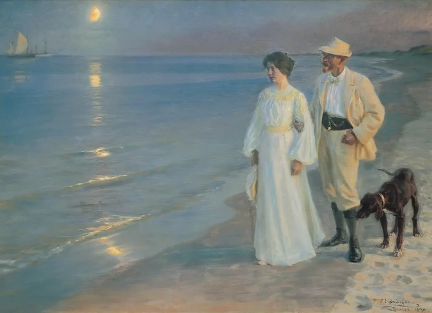 Summer Evening on the Beach at Skagen. the Painter and His Wife