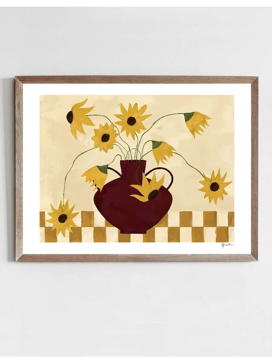 Sunflowers in Burgundy Vase