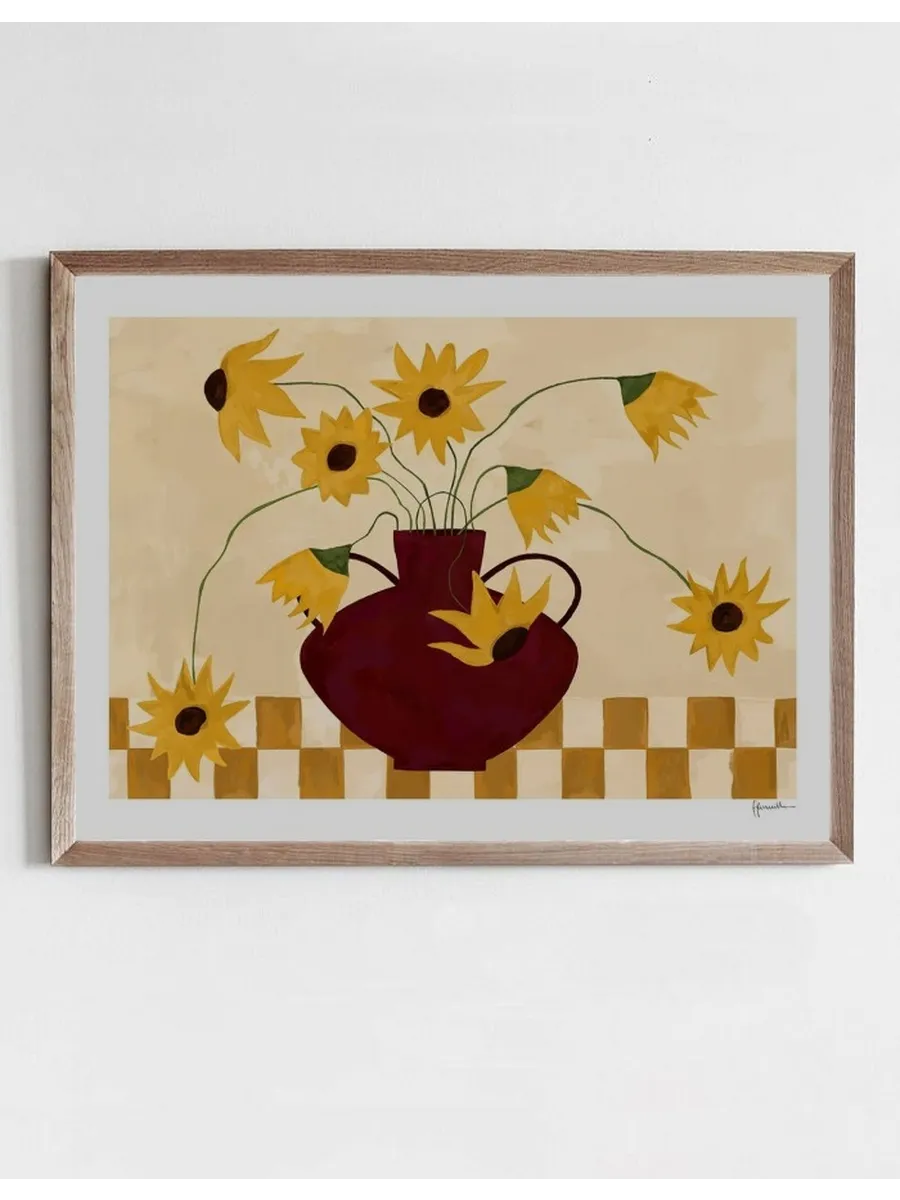 Sunflowers in Burgundy Vase