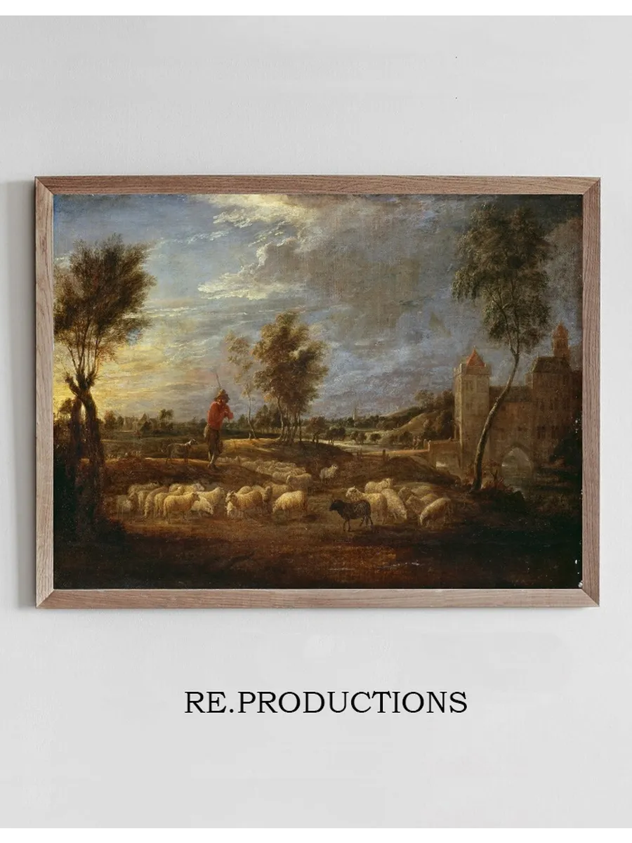 Sunset Landscape with a Shepherd and His Flock