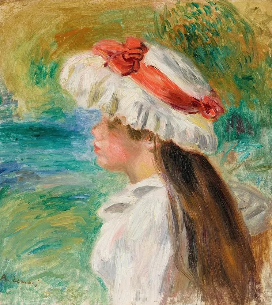 T Te de Jeune Fille Coiff E D Un Chapeau de Jardin