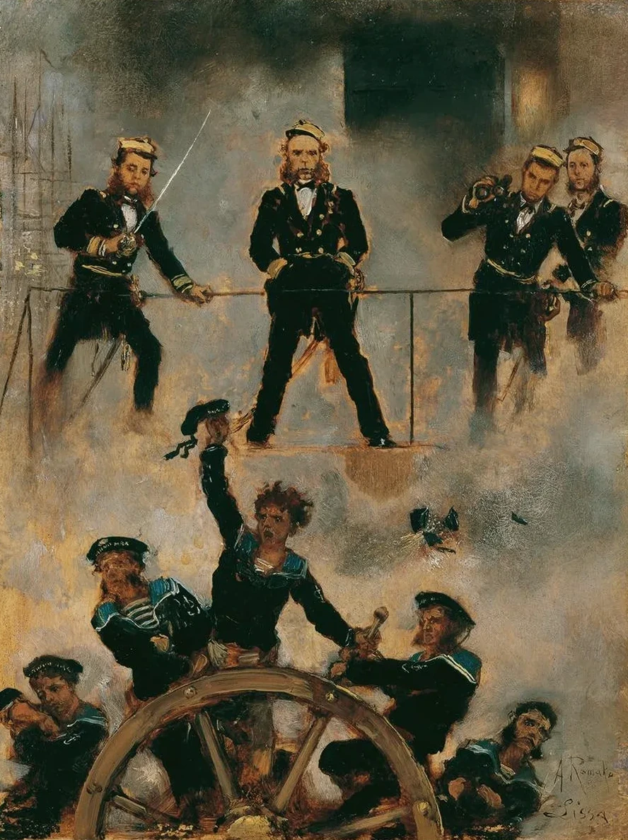 Tegetthoff in der Seeschlacht bei Lissa II