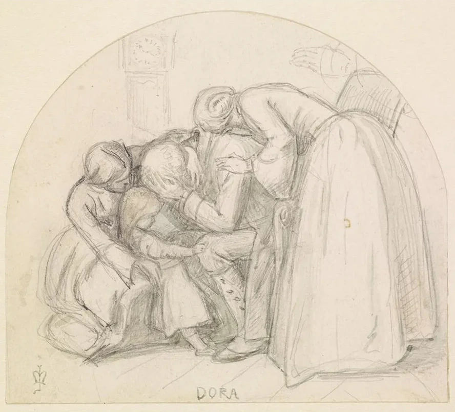 Tennyson's Dora Study of Mary, Child and Dora Comforting Their Father