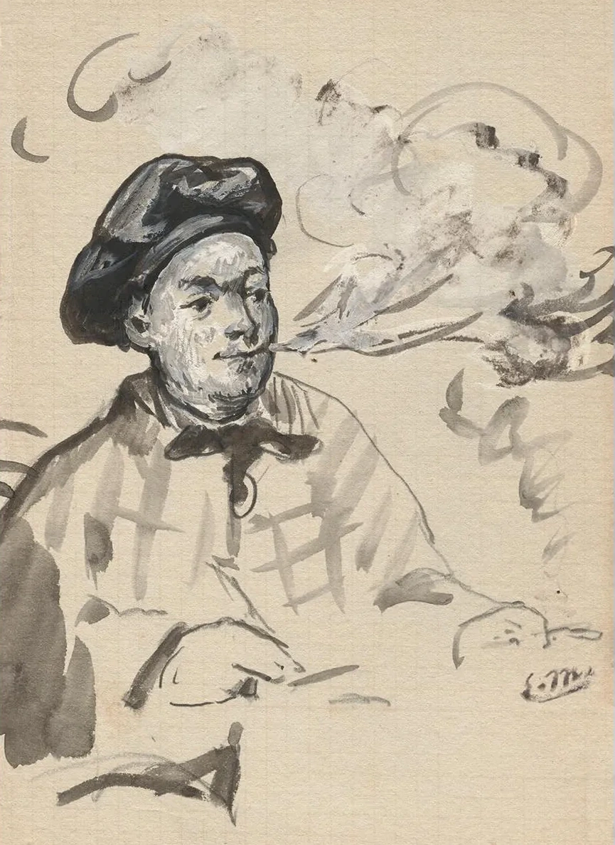 Th Odore de Banville Crivant et Fumant la Cigarette