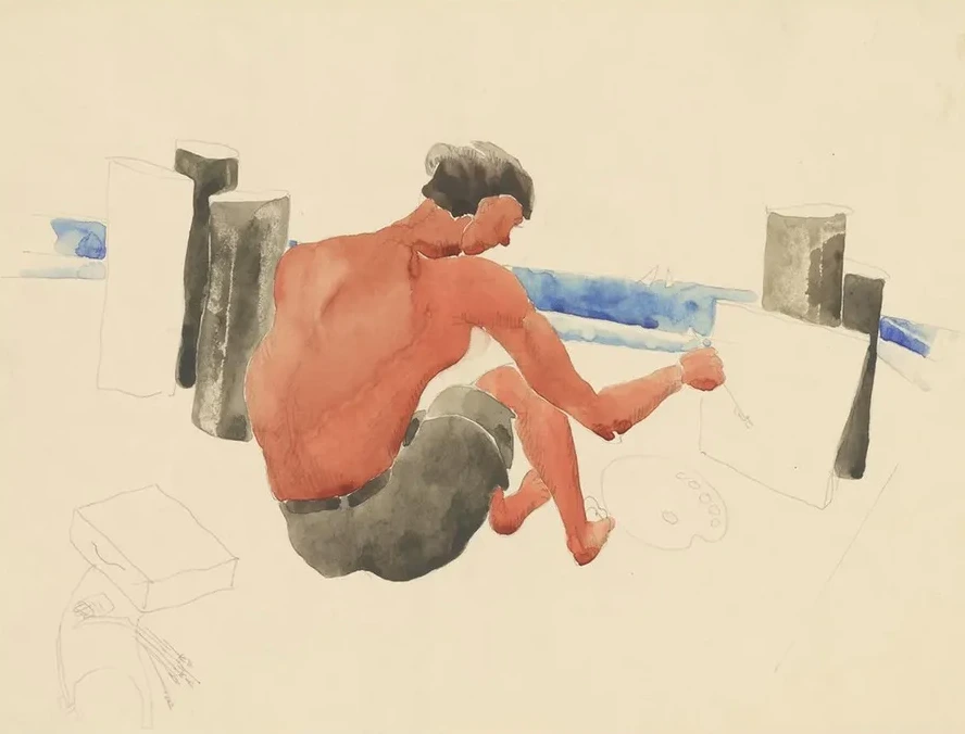 The Artist on the BeachSketching