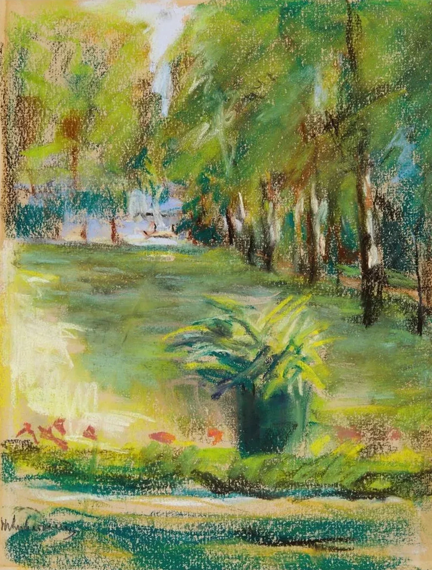 The Artist's Garden Seen to the East from the Terrace with a View of the Birch Avenue and the Wannsee