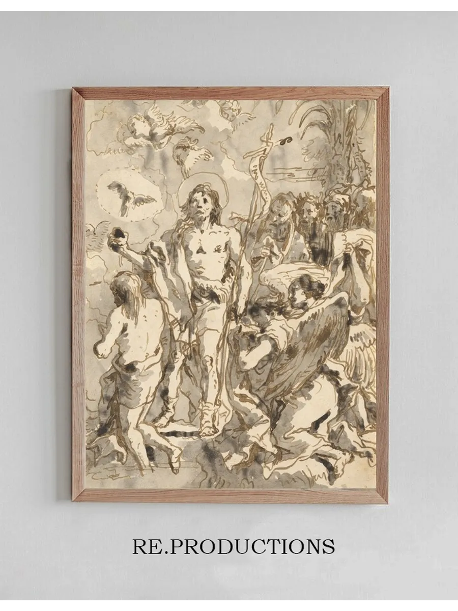 The Baptism of Christ (with Christ Half - Kneeling at Left, His Back Turned, and the Baptist Full - Faced at Cente