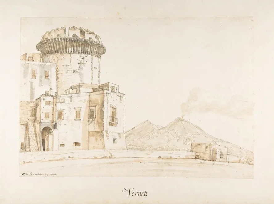 The Castel Nuovo in Naples, with a View of Mount Vesuvius