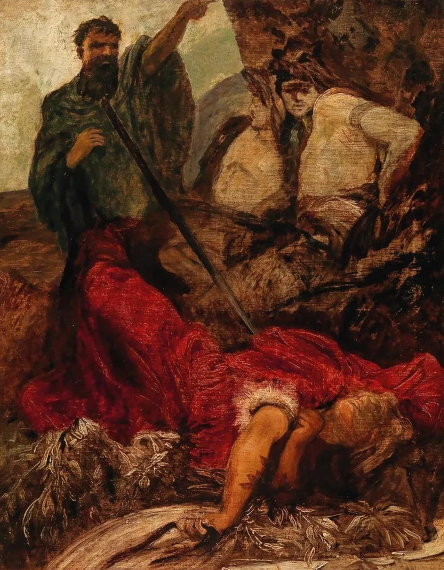 The Death of Siegfried, the Giant Hagen Throwing Siegfried into a Gorge