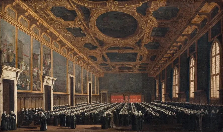 The Doge And Grand Council In Sala Del Maggior Consiglio