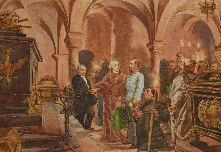 The Emperor in Front of the Sarcophagus of John III Sobieski in Saint Leonard's Crypt under the Wawel Cathedra