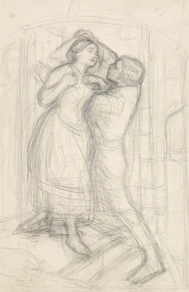 The Escape of a Heretic Sketch of the Girl and her Lover