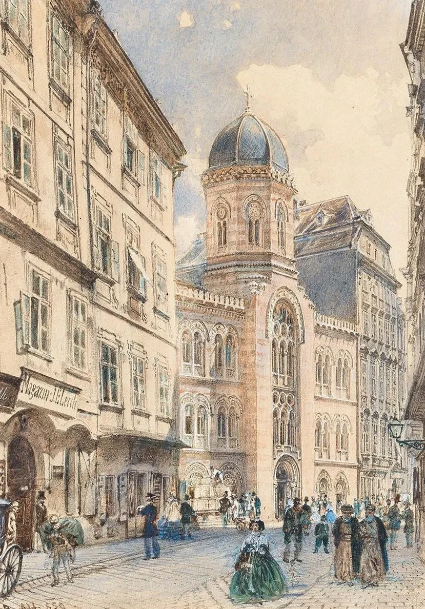 The Fleischmarkt in Vienna with the Greek - Orthodox Church of the Holy Trinity