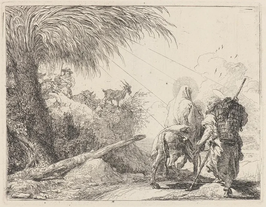 The Flight, Holy Family at the Right, Joseph Looking to the Left