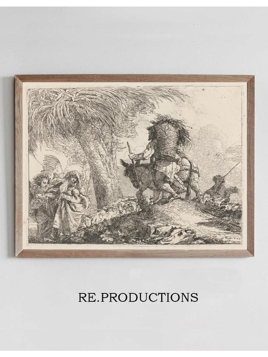 The Flight, Joseph at Right and Mary and Angel at Left