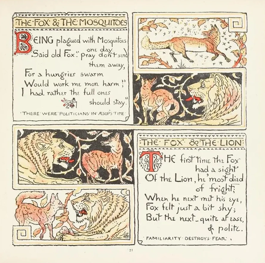 The Fox and the Mosquitoes, The Fox and the Lion