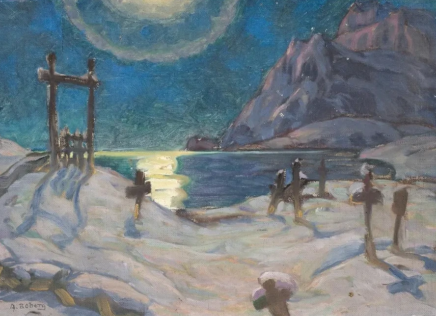The Graveyard in the Mountains. Study from Lofoten