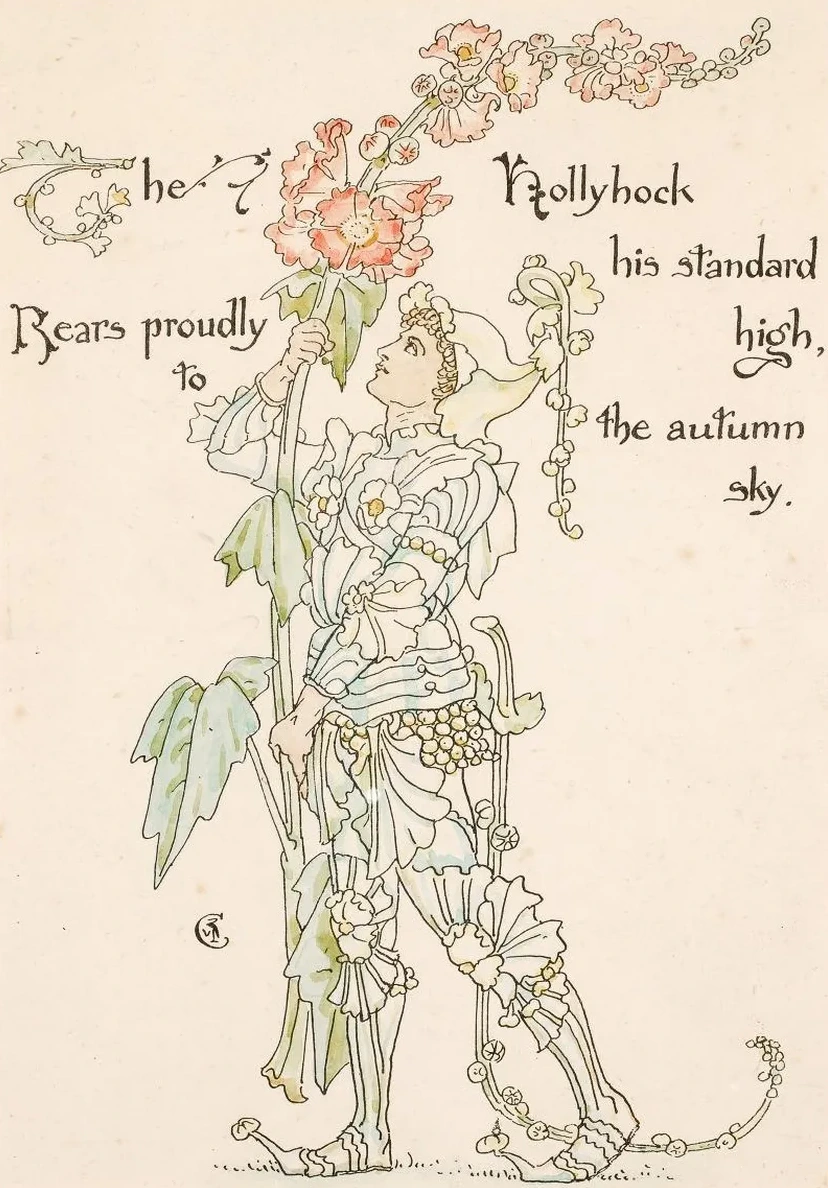 The Hollyhock His Standard High, Rears Proudly to the Autumn Sky