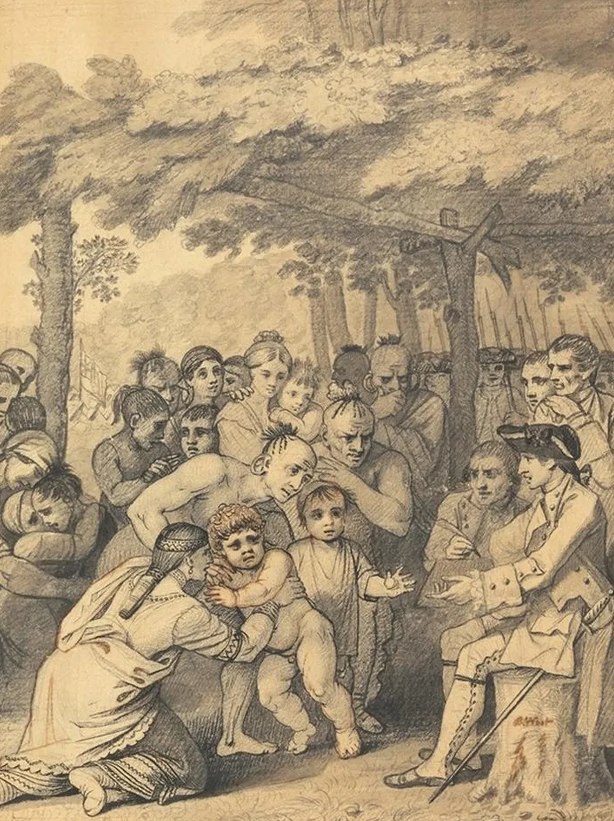 The Indians Delivering Up the English Captives to Colonel Bouquet Near His Camp at the Folks of Muskingum in N