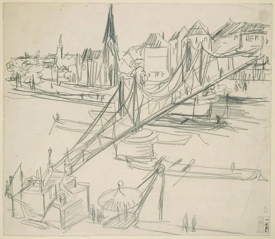 The Iron Bridge (so - called Eiserner Steg) at Frankfurt Main, View Towards Sachsenhausen
