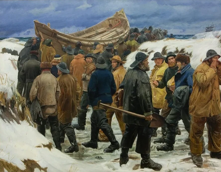 The Lifeboat Is Taken Through the Dunes