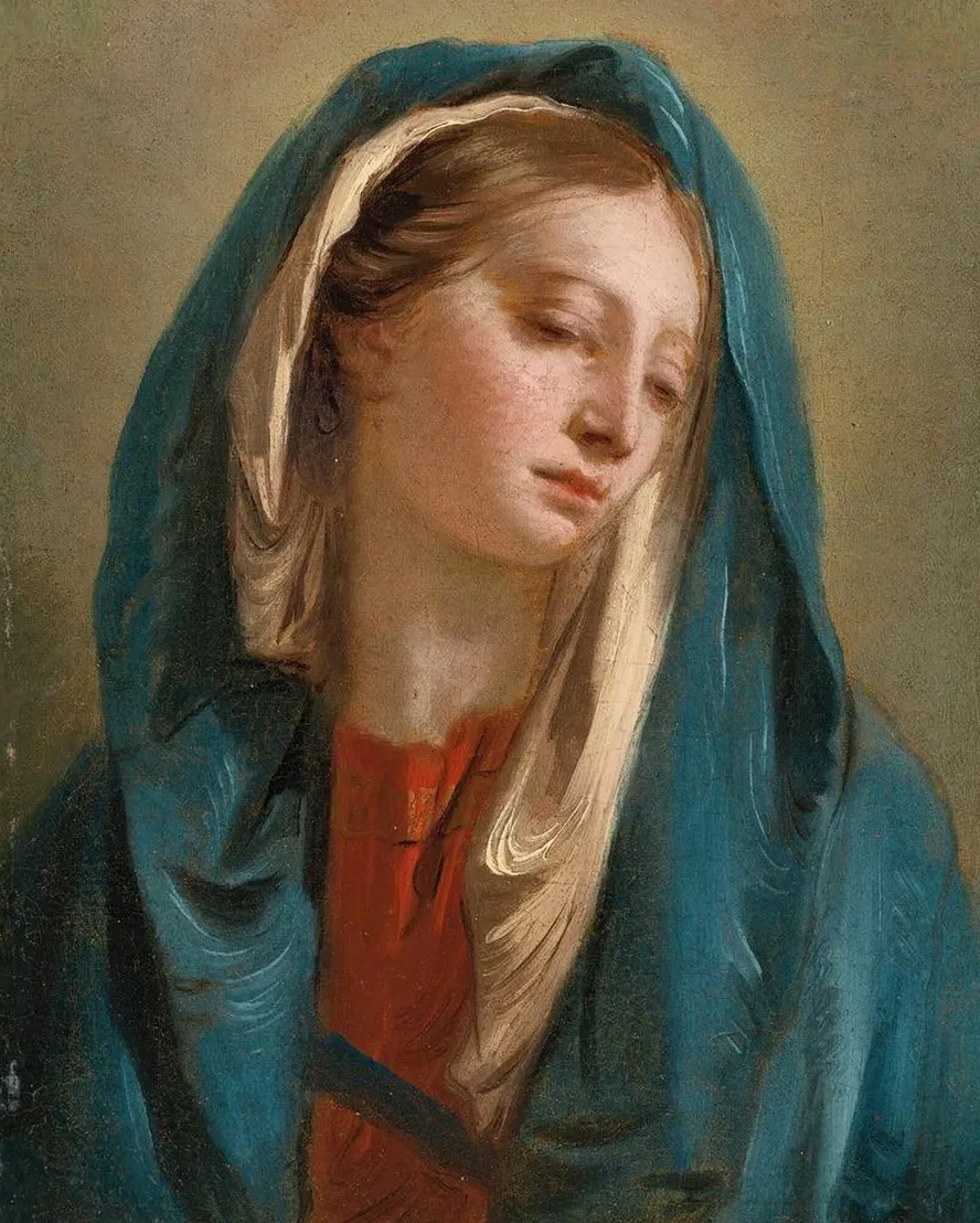 The Madonna Facing Front And Wearing A Blue Cloak