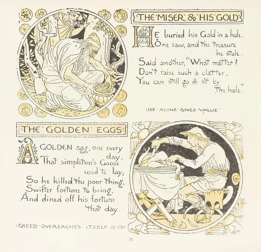 The Miser and his Gold, The Golden Eggs