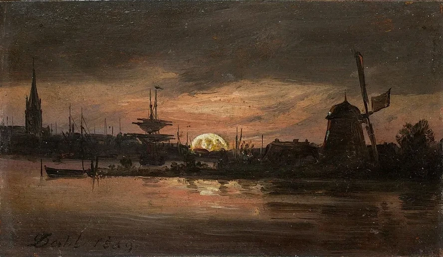 The Oder near Swinem nde in Moonlight