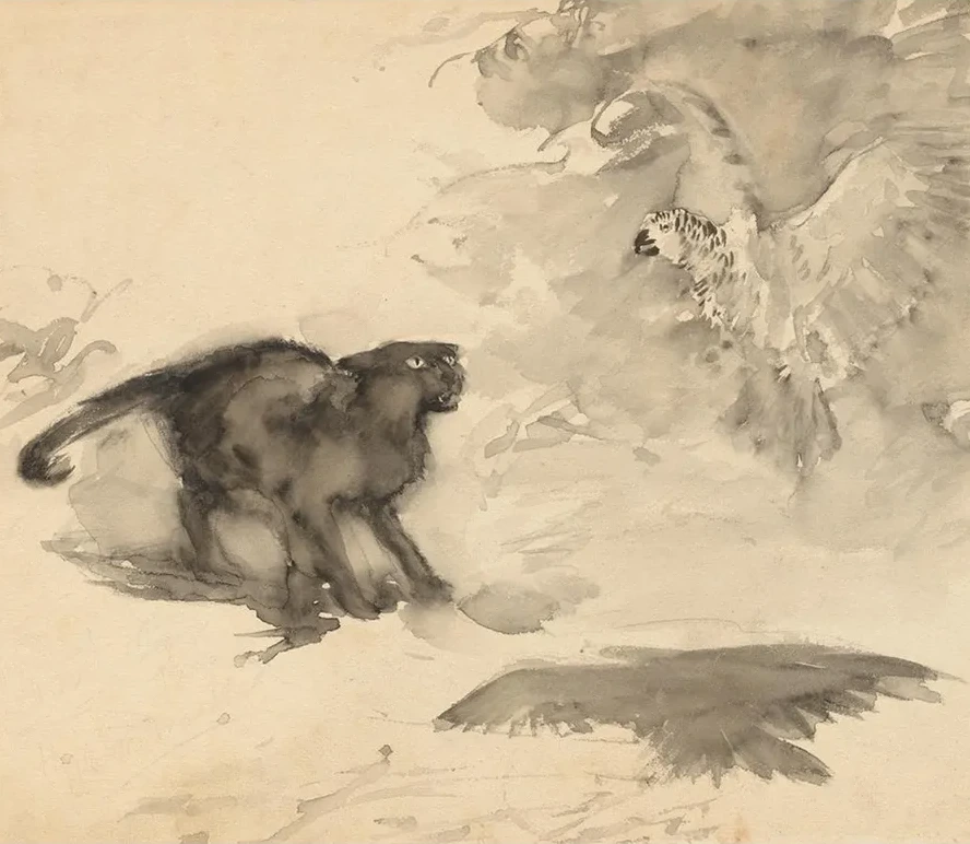 The Parrot and the Cat (Sketch for Good - Night by Eleanor Gates)
