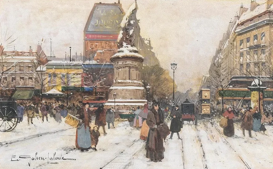 The Place de Clichy in Snow, Paris